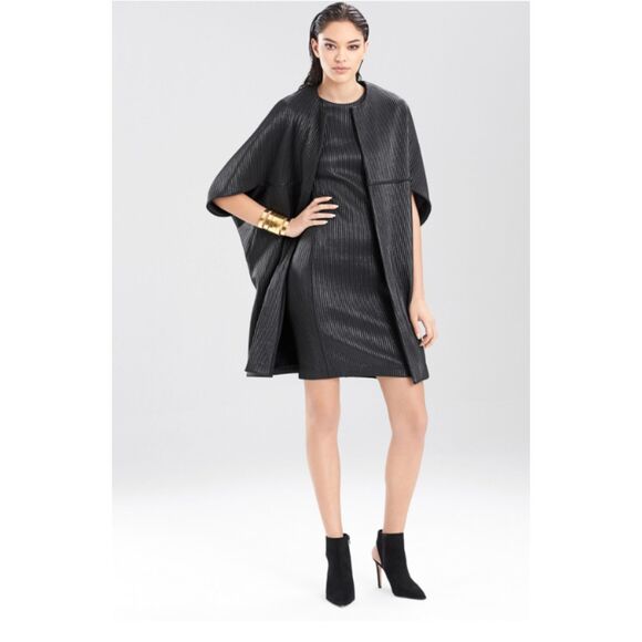 Josie Natori Black Ottoman Shine Coat Short Sleeve Kimono Cover-Up Sz L - Picture 1 of 11